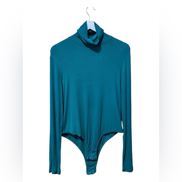 REORIA Double Layer Ribbed Turtleneck Bodysuit Hunter Green– Size 2XL - Picture 1 of 6